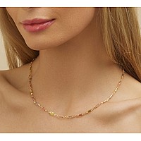 Barzel 18K Gold Plated Multi Stone Crystal Baguette Necklace For Women Made In Brazil