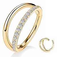 Yrogcu Silver Color Double Hoop Hinged Nose Ring Special Design 18G 10Mm 10Mm38 Nose Ring With Shiny Clear Cz Helix Ea