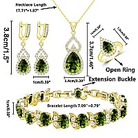 Lmxxvj Womens Jewelry Sets For Women Girl Gold Plated Earring And Necklace Set Adjustable Ring Bracelet With Olive Green Birt