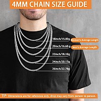 Jewlpire Silver Chain For Men Women Boys Diamond Cut Miami Mens Cuban Link Chain Necklace 4Mm Mens Chain 18K Gold Plated316L