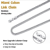 Jewlpire Silver Chain For Men Women Boys Diamond Cut Miami Mens Cuban Link Chain Necklace 4Mm Mens Chain 18K Gold Plated316L