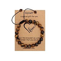 Joycuff Tiger Eye Crystal Bead Bracelets Spiritual For Men Women Mother Daughter Dad Husband Boyfriend Girlfriend Adjustable Anx