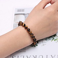 Joycuff Tiger Eye Crystal Bead Bracelets Spiritual For Men Women Mother Daughter Dad Husband Boyfriend Girlfriend Adjustable Anx