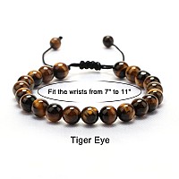 Joycuff Tiger Eye Crystal Bead Bracelets Spiritual For Men Women Mother Daughter Dad Husband Boyfriend Girlfriend Adjustable Anx