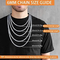 Jewlpire Silver Chain For Men Women Boys Diamond Cut Miami Mens Cuban Link Chain Necklace 6Mm Mens Chain 18K Gold Plated316L