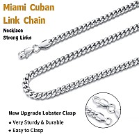 Jewlpire Silver Chain For Men Women Boys Diamond Cut Miami Mens Cuban Link Chain Necklace 6Mm Mens Chain 18K Gold Plated316L