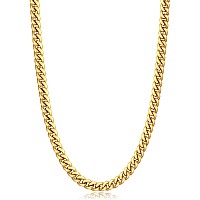 Jewlpire Gold Chain For Men Women Boys Diamond Cut Miami Mens Cuban Link Chain Necklace 6Mm Mens Chain 18K Gold Plated316L St