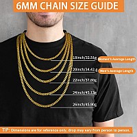 Jewlpire Gold Chain For Men Women Boys Diamond Cut Miami Mens Cuban Link Chain Necklace 6Mm Mens Chain 18K Gold Plated316L St