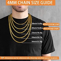 Jewlpire Gold Chain For Men Women Boys Diamond Cut Miami Mens Cuban Link Chain Necklace 4Mm Mens Chain 18K Gold Plated316L St