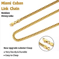 Jewlpire Gold Chain For Men Women Boys Diamond Cut Miami Mens Cuban Link Chain Necklace 4Mm Mens Chain 18K Gold Plated316L St