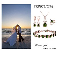 Lmxxvj Womens Jewelry Sets With Fire Cz Stone Rose Gold Plated Peridot Birthstone Earring And Necklace Set Adjustable Ring Br