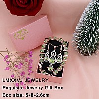 Lmxxvj Womens Jewelry Sets With Fire Cz Stone Rose Gold Plated Peridot Birthstone Earring And Necklace Set Adjustable Ring Br