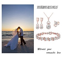 Lmxxvj Women Bride Wedding Jewelry Set White Cubic Zirconia Necklace Adjustable Ring Earrings Bracelet Set Bridal Anniversary