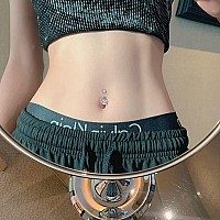 Jforyou Silver Belly Button Rings Stainless Steel 14G Cz Opal Heart Navel Rings Women Girls Belly Piercing Jewelry