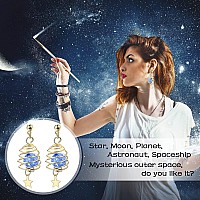 4 Pairs Astronaut Stud Earrings Asymmetric Spaceman Star Moon Earrings Planet Star Stud Dangle Earrings For Women Vivid Style