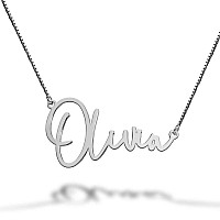 Picturesongoldcom Name Necklace Quality Custom Name Necklace With 18 Chain In Sterling Silver Or 14K Gold Name Necklace Pers