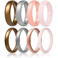 Egnaro Thin And Stackable Silicone Wedding Bands Women 25Mm Width 18Mm Thick