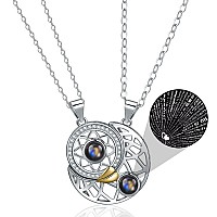 Yumikoo Magnetic Couple Sun And Moon Necklace I Love You Necklace 100 Languages Matching Bff Friendship Heart Necklaces For Best