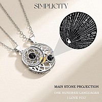 Yumikoo Magnetic Couple Sun And Moon Necklace I Love You Necklace 100 Languages Matching Bff Friendship Heart Necklaces For Best