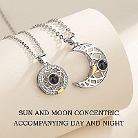 Yumikoo Magnetic Couple Sun And Moon Necklace I Love You Necklace 100 Languages Matching Bff Friendship Heart Necklaces For Best