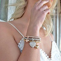 Silaner Crystal Charms Multilayer Bracelets 3Pcs Goldsilverrose Gold Corn Chain Bracelet For Women Tree Of Life Heart Shape