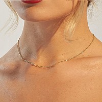 Ava Riley Layered Necklace For Women 14K Gold Plated Chain Disc Bar Necklace Trendy Layering Choker Necklace For Women