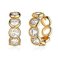 Myears Women Chain Link Earrings Gold Huggie Circle Hoop Diamond Cubic Zirconia 14K Gold Filled Small Simple Handmade Hypoallerg