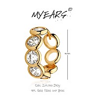 Myears Women Chain Link Earrings Gold Huggie Circle Hoop Diamond Cubic Zirconia 14K Gold Filled Small Simple Handmade Hypoallerg