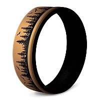 Knot Theory Dual Layer Forest Silicone Ring For Men And Women Antique Gold Size 4 Breathable Comfort Fit 6Mm Bandwidth