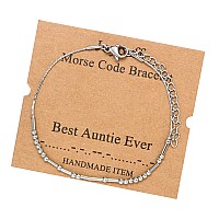 Joycuff Best Auntie Evermorse Code Bracelets Unique Aunt Gifts For Her Birthday Mothers Day Christmas Inspirational Stain