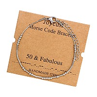 Joycuff 50 Fabulous Morse Codebracelets 50Th Birthday Gifts For Women Best Friends Mom Sister Grandma Unique Stainless Steel