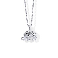 Pavoi Rhodium Plated Elephant Pendant Necklace Friendship Cute Necklaces For Women Elephant Necklaces