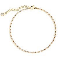 Mevecco Anklet For Women Gold Tennis Chain Baguette Zirconia Cut Faux Diamond 14K Gold Plated Dainty Chain Boho Beach Summer Sim