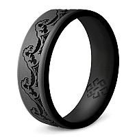 Knot Theory Dual Layer Waves Silicone Ring For Men And Women Dark Silver Size 11 Breathable Comfort Fit 6Mm Bandwidth