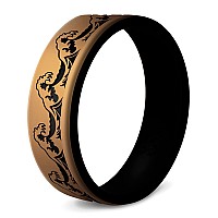 Knot Theory Dual Layer Waves Silicone Ring For Men And Women Antique Gold Size 8 Breathable Comfort Fit 6Mm Bandwidth