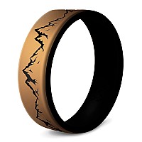 Knot Theory Dual Layer Mountain Silicone Ring For Men And Women Antique Gold Size 15 Breathable Comfort Fit 6Mm Bandwidth