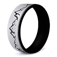 Knot Theory Dual Layer Mountain Silicone Ring For Men And Women Smooth Silver Size 10 Breathable Comfort Fit 6Mm Bandwidth