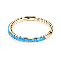 20G Cartilage Earring Hoop Gold Nose Rings 20 Gauge Helix Hoop Earring Blue Opal Forward Helix Earring Daith Earrings Tragus Ear