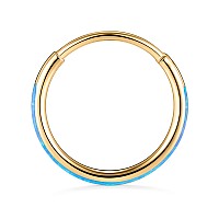 20G Cartilage Earring Hoop Gold Nose Rings 20 Gauge Helix Hoop Earring Blue Opal Forward Helix Earring Daith Earrings Tragus Ear