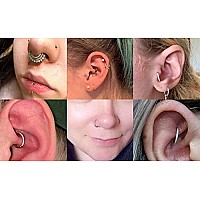 16G Nose Ring Hoop Earrings Nose Hoops 16 Gauge Lip Rings Septum Jewelry Pink Opal Septum Clicker 6Mm Septum Ring Cartilage Earr