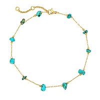 Mevecco Anklet For Women Gold Irregular Turquoise Station Chain 14K Gold Plated Dainty Boho Beach Summer Simple Foot Jewelry Ank