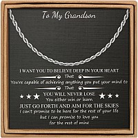 Joycuff Gifts For Grandson Birthday Necklace Form Grandma Grandpa Unique Rope Chain Stainless Steel 3Mm 22 Inches Hip Pop Jewelr