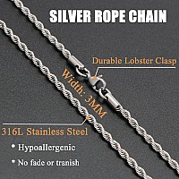 Joycuff Gifts For Grandson Birthday Necklace Form Grandma Grandpa Unique Rope Chain Stainless Steel 3Mm 22 Inches Hip Pop Jewelr