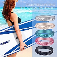 Zollen Silicone Wedding Rings For Women 4 Packs Metallic Stackable Silicone Rubber Wedding Bands Innovative Vine Collection