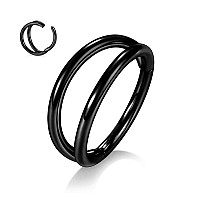 Peaklink 20G Conch Hoop Ring Black Double Open Stacked Septum Rings Cartilage Earrings 316L Surgical Steel Septum Nose Rings 12M