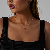 Viromy Tiny Lace Chain Cross Necklace For Women 14K Gold Plated Dainty Cross Pendant Necklaces Minimalist Trendy Everyday Jewelr