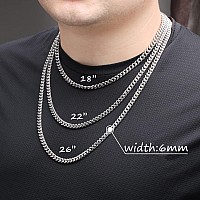 Joycuff Birthday Gifts For Grandson Cuban Link Chain Necklace Stainless Steel 6Mm 26 Inches Hip Hop Jewelry