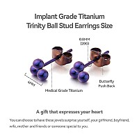 Limerencia Pure Titanium Hypoallergenic Earrings Tiny Trinity Ball Stud Earrings Minimalistimplant Grade Suitable For Sen