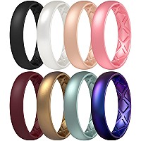 Egnaro Silicone Ring Women Inner Arc Ergonomic Breathable Design Womens Silicone Wedding Ring 4Mm Width 15Mm Thickness Rubb