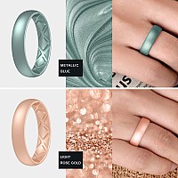 Egnaro Silicone Ring Women Inner Arc Ergonomic Breathable Design Womens Silicone Wedding Ring 4Mm Width 15Mm Thickness Rubb